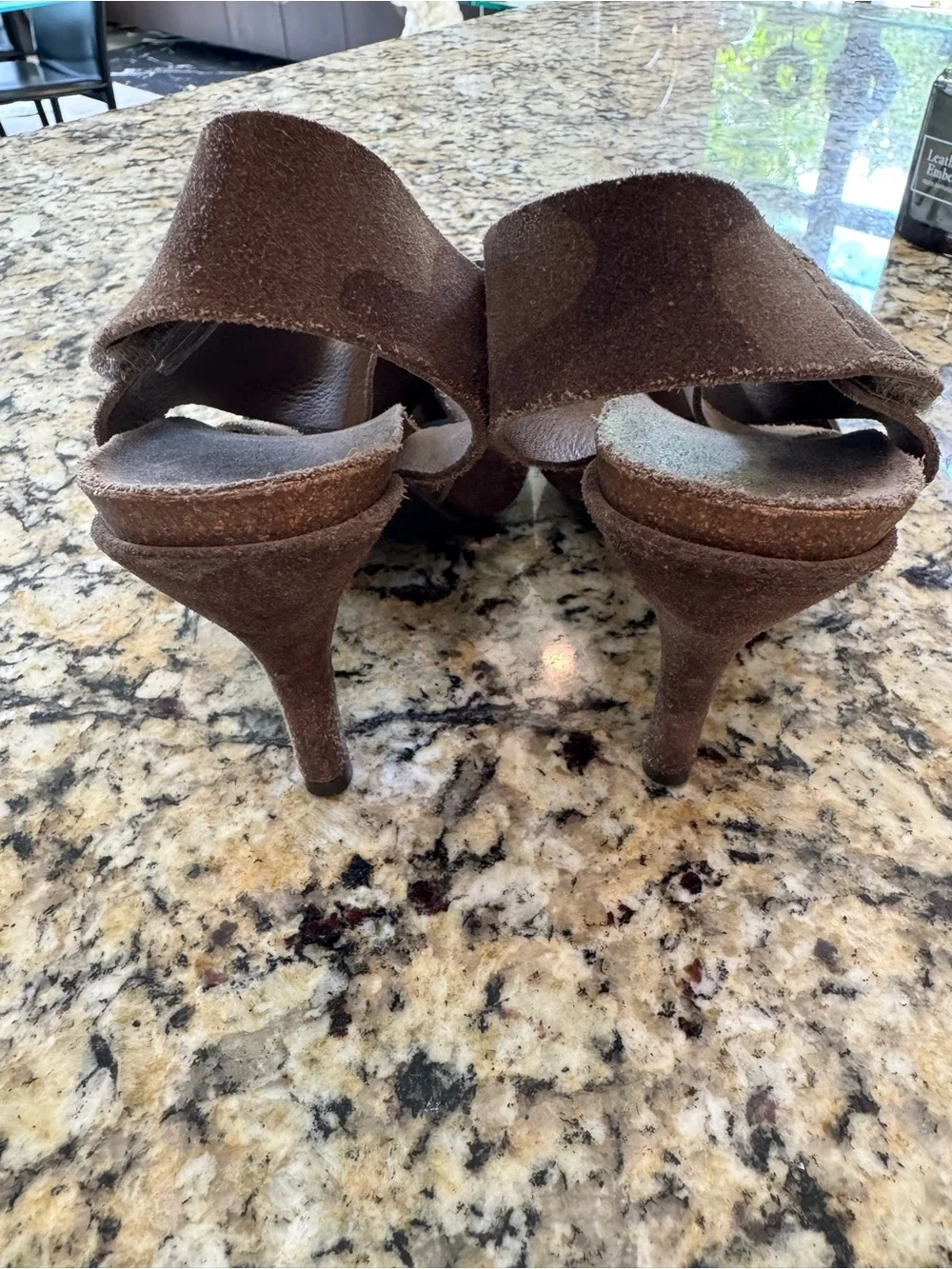 Pedro Garcia Taupe Suede Criss Cross Platform Sandals Heels Sz 36.5